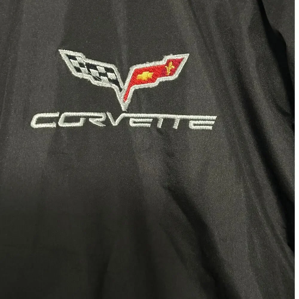 Corvette C6 Aviator Bomber Jacket Black Embroidered Logo Zip Sleeve Mens L